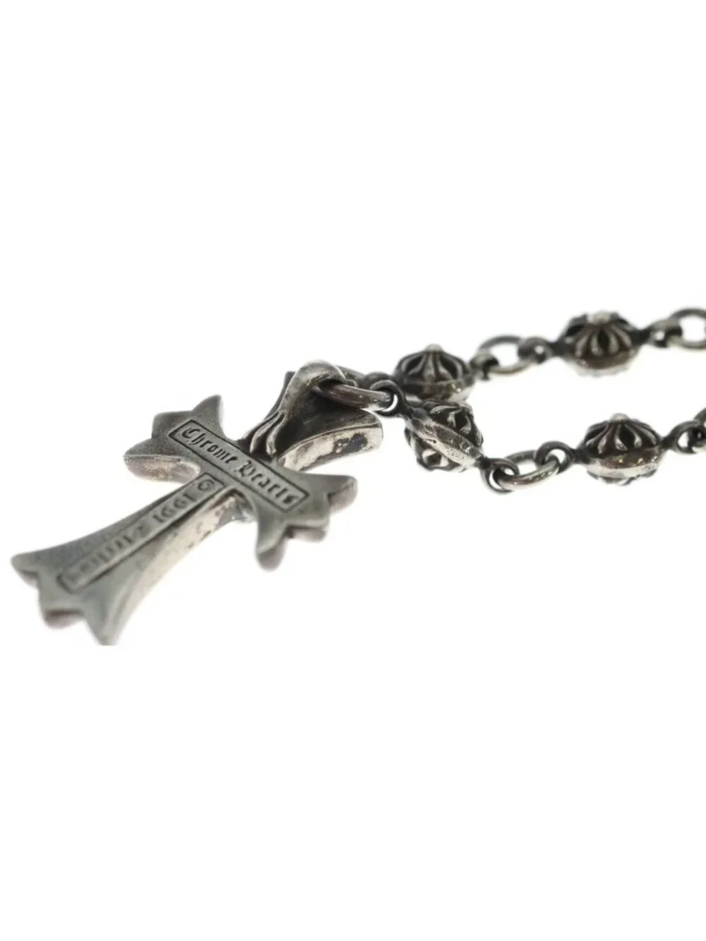 Chrome Hearts 1 Crsbl Chn Sml CH Crs Cross Ball Chain Small CH Necklace Silver